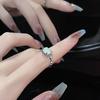 Jade Light Luxury High-End Open Ring Niche Design Personalized Gemstone Index Finger Ring Female