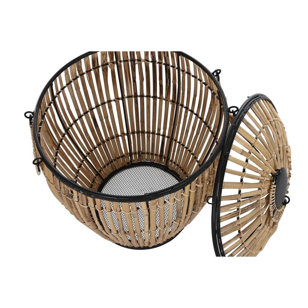 Korbset DKD Home Decor Schwarz Naturmetall Rattan 48 x 48 x 55 cm (2 Einheiten)