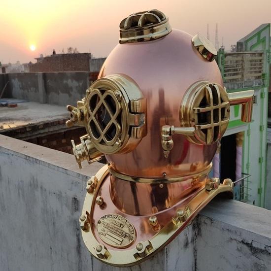 Boston Scuba Diving Helmet  US Navy Mark V Deep Sea Diving Divers Helmet  Copper Brass Diving Helmet