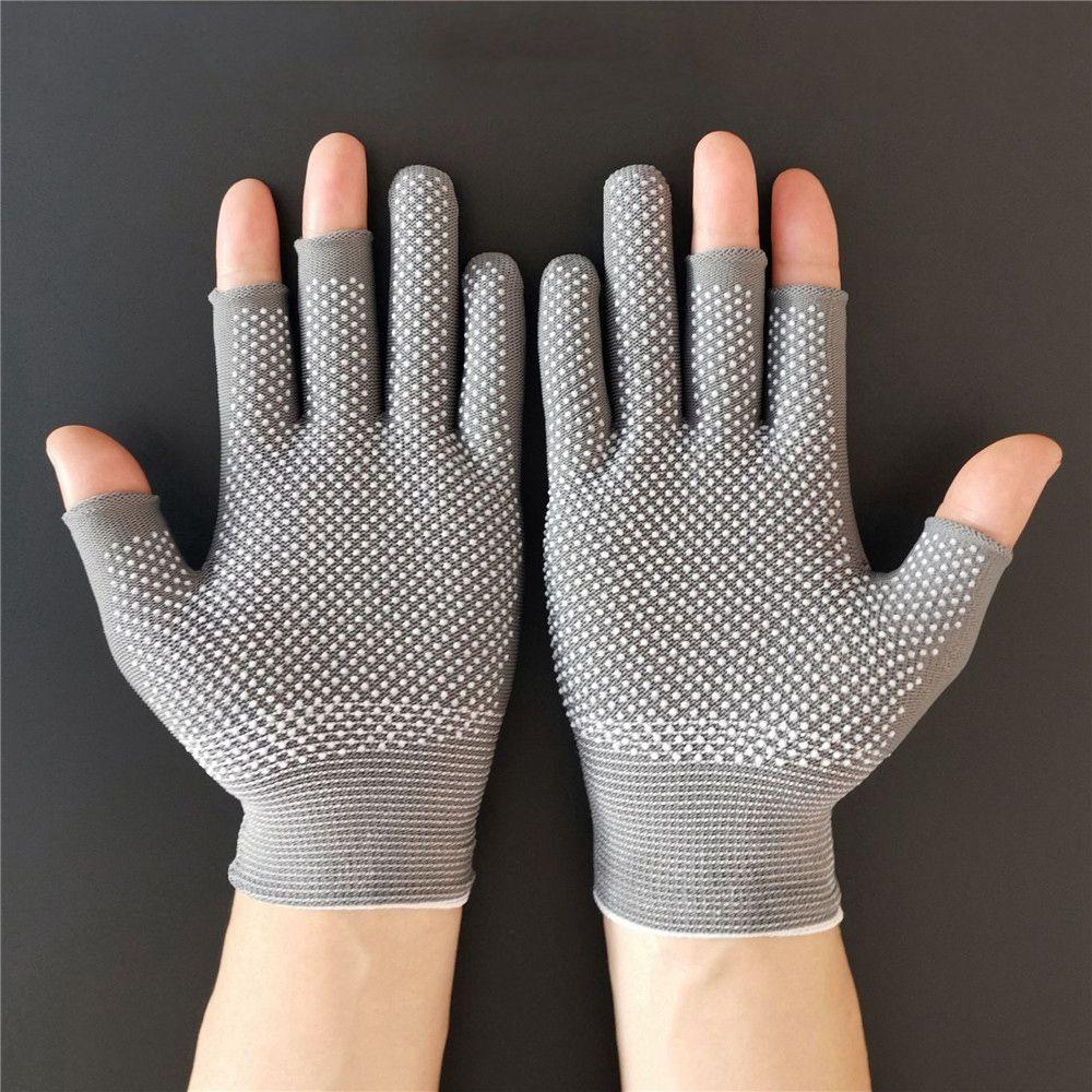 Cool Stretch Sunscreen Driving Mittens Open/Half Fingers Sun Protection Anti-Slip Fishing Gloves