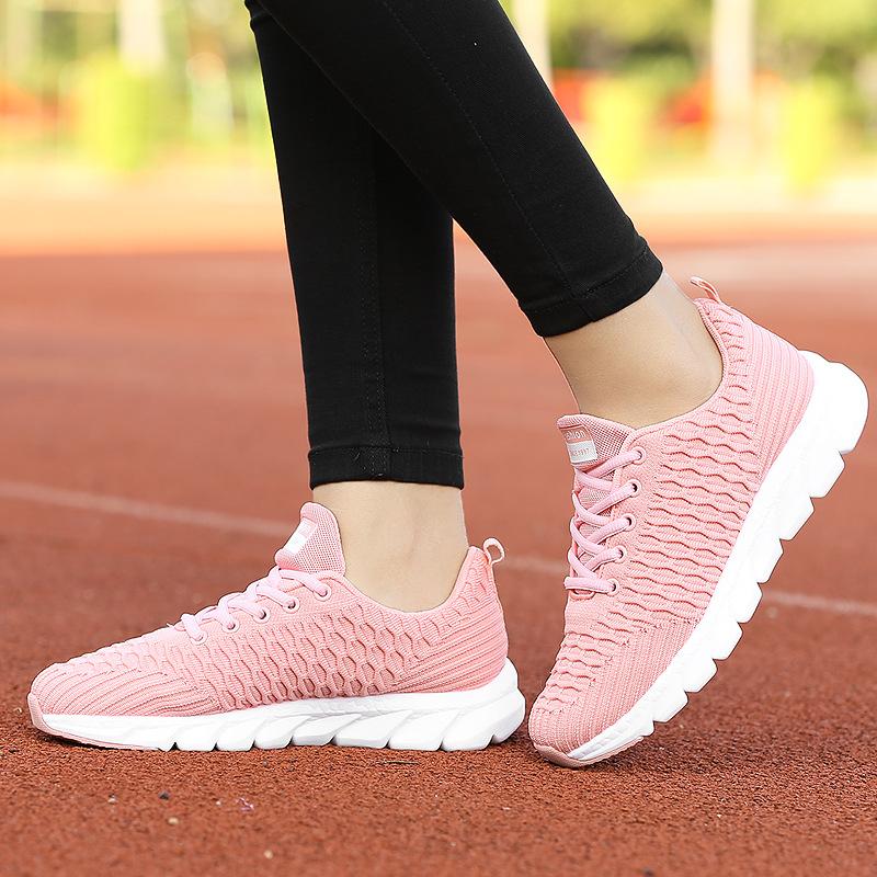 New Spring Flying Weaving Women's Shoes Korean Versatile Lightweight Women's Shoes Lace-Up Casual Shoes Fashionable Sneakers