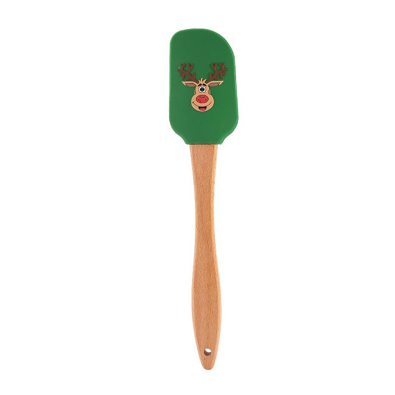 Christmas Series Cake Cream Spatula Wooden Handle Silicone Pastry Scraper Non-Stick Butter Batter Mixer Kitchen Baking Tools