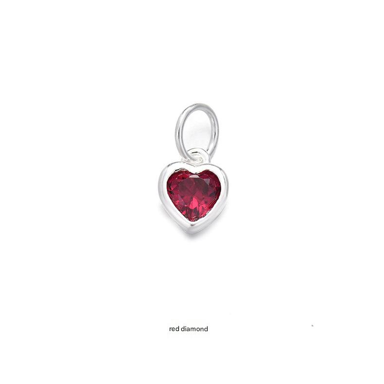 S925 Sterling Silver Blue Green Pink Heart Zircon Pendant for Fine Jewelry DIY Making Charms