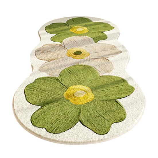 Цветочный ковер для пола Мягкий нескользящий ковер для спальни Винтажный весенний цветочный узор Моющийся коврик для пола для гостиной спальни ванной комнаты кухни 40*60cm