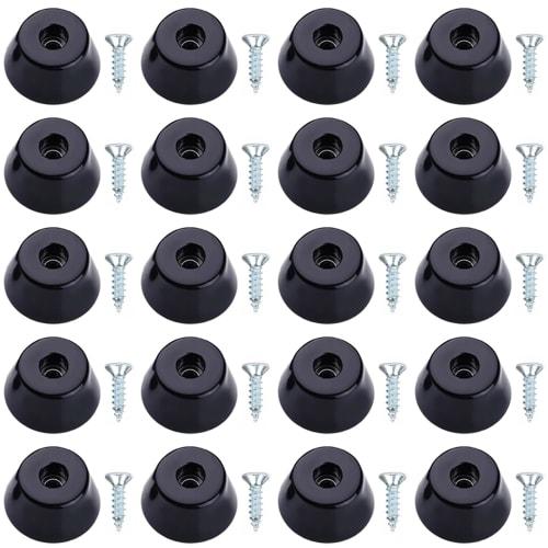 GOODCHI Furniture Feet Pads, Rubber Cushions, Screw Mount, Center Bumper Leg Cushions with Metal Washers, D20x16xH10mm, Pack of 20