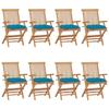Chaises de jardin avec coussins  clair lot de 8 Teck massif