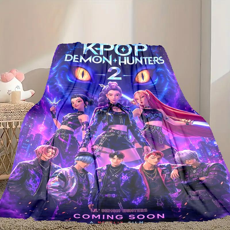 1pc Cozy Print Blanket, Kpop Demon Hunters Blanket Appropriate for Home Picnic and Travel Adventures