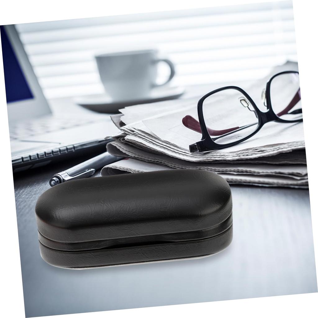 Holibanna Double Eyeglass Leather Eyeglass Travel Eyeglass Lightweight Holds Sunglasses and Eyeglasses Black Case, Box, Organizer, Design,