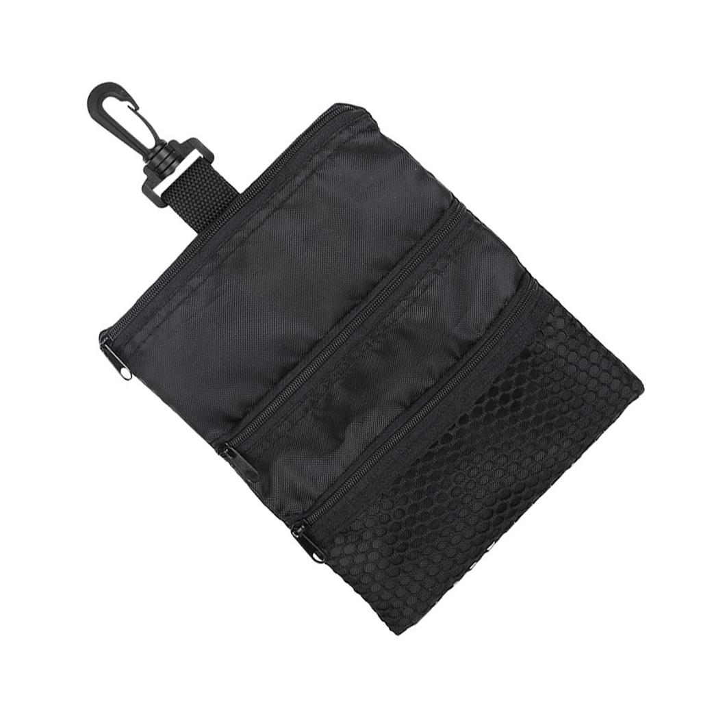 Portable Golf Ball Accessories Multi Pocket Black Zipper Handbag Bag