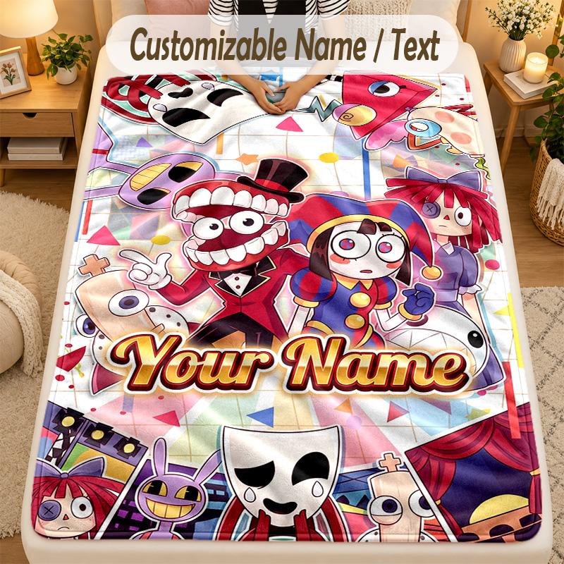 Coperta di FlanellaLo Straordinario Circo Digitale Testo con Nome Personalizzato Morbida Calda Coperta da Divano Decorazione per la Casa Regalo