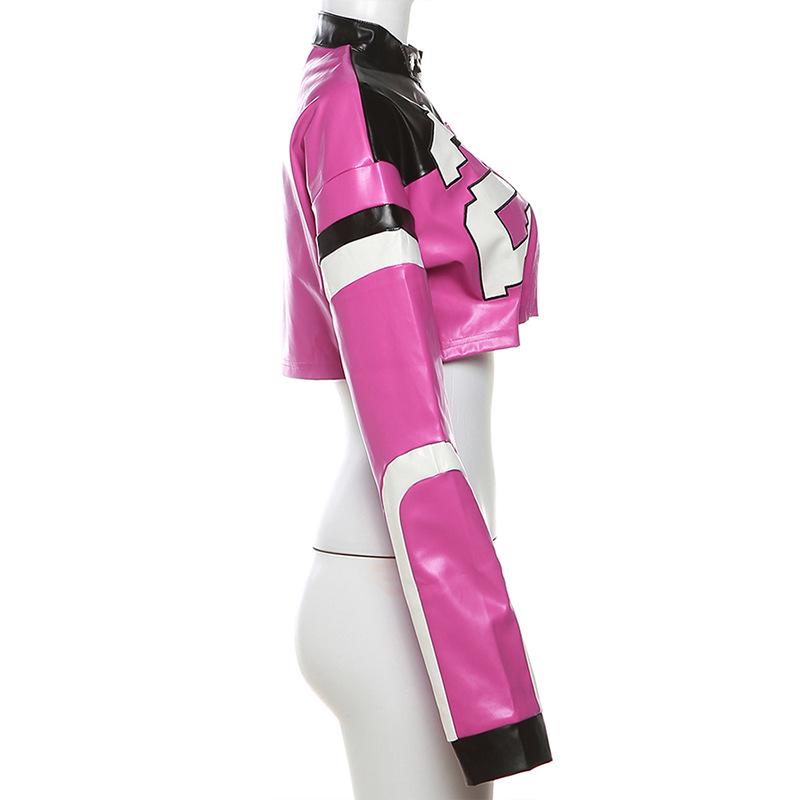 2024 Autumn European & American Street Style Slim Fit Women's Digital Letter Print Zipper Cardigan Jacket