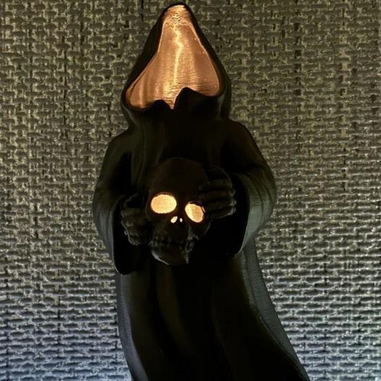 Halloween Decoration 3D Printed Ghosts Figure Faceless Standing Ghost Statue Ornament with LED Tea Lights