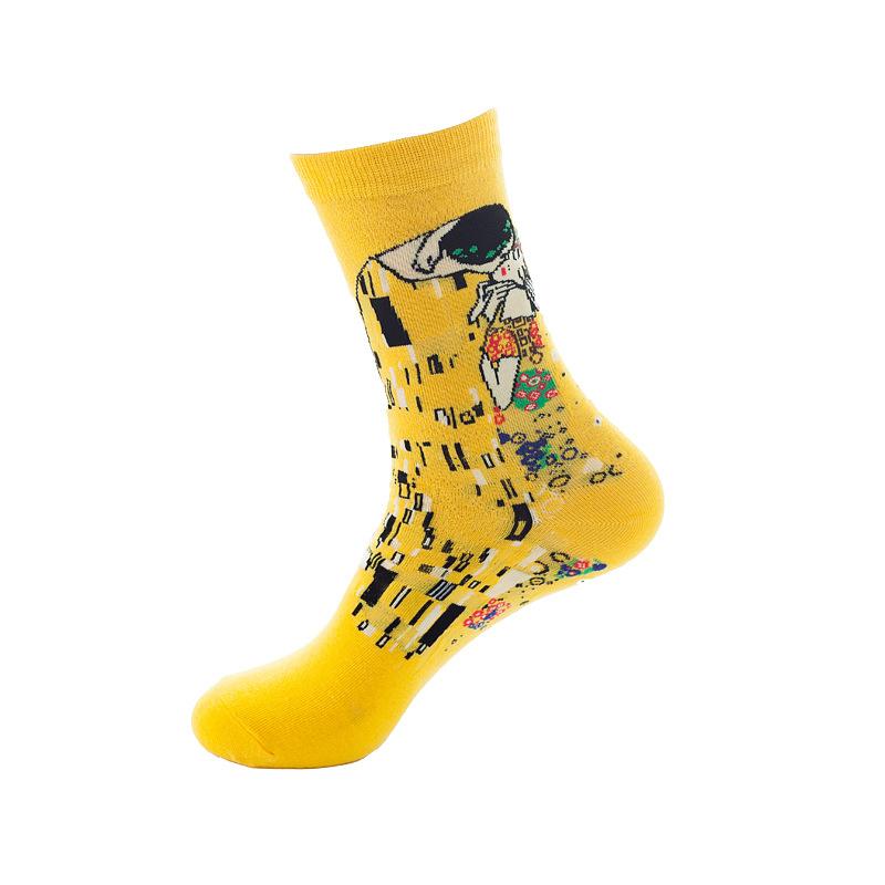 1 Pair Unisex Painting Style Crew Women Street Wear Skateboard Sport Cycling Designer Socks Cotton