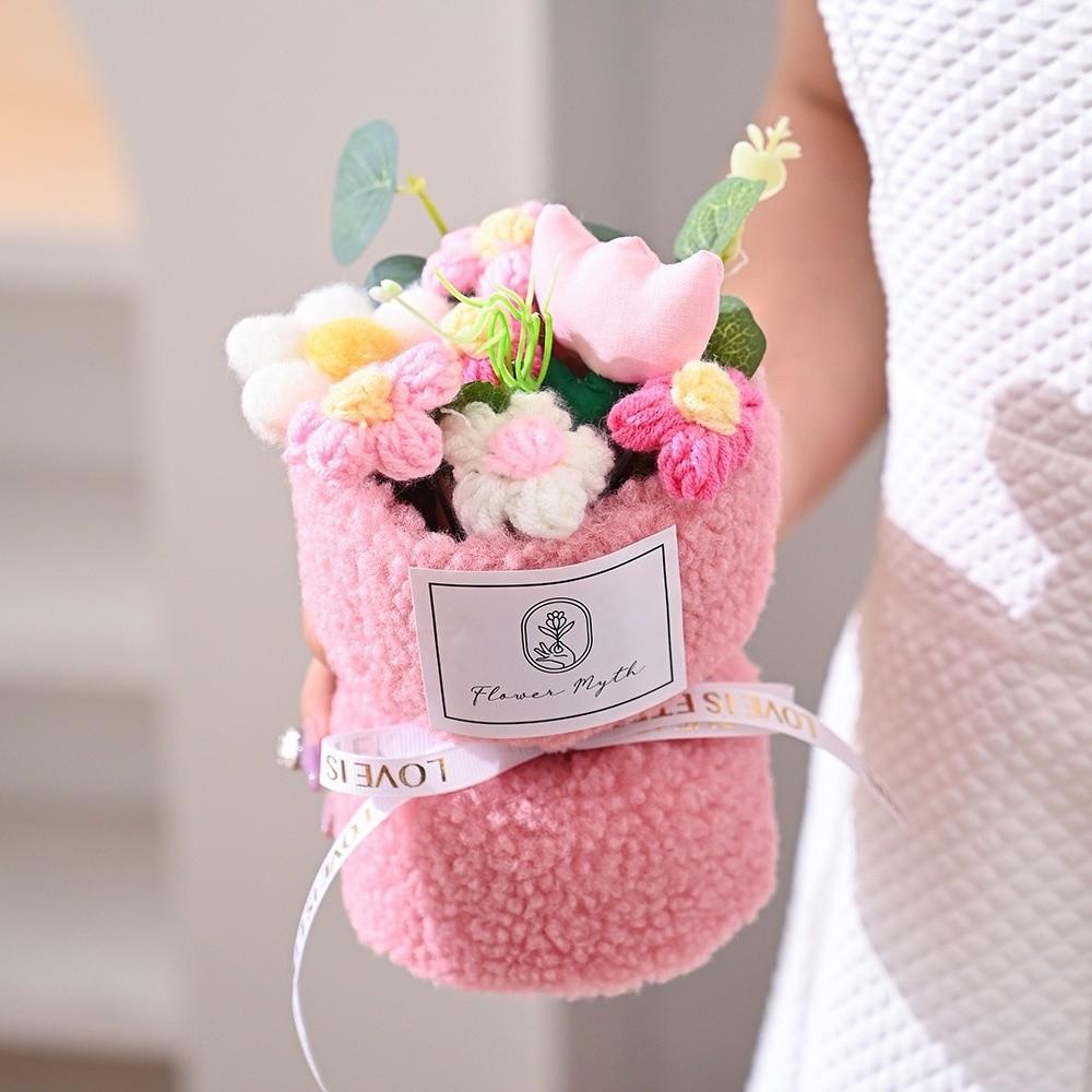 Home Decor Knitted Flower Bouquet Tulip Artificial Flower Bouquet Crochet Flower Bouquet  Festival