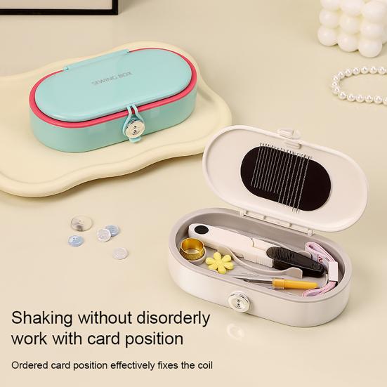 Magnetic Sewing Tools Box with Needles Threads Threader Scissors Thimble Tape Measure Portable Travel Sewing Tools Accessories Organizer Box