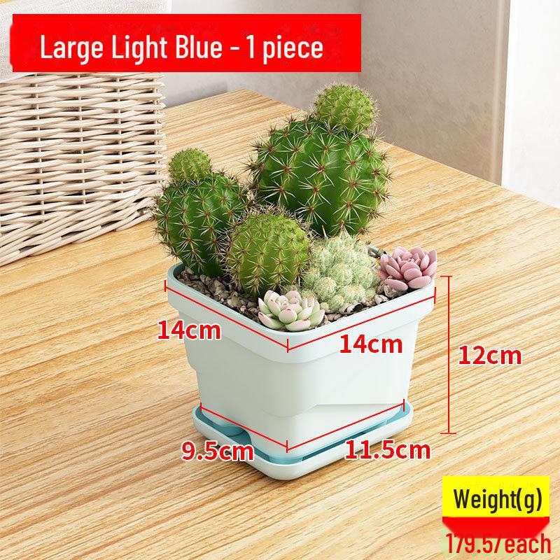 

Креативный дышащий квадратный цветочный горшок с поддоном - утолщенный пластик для дома или офиса