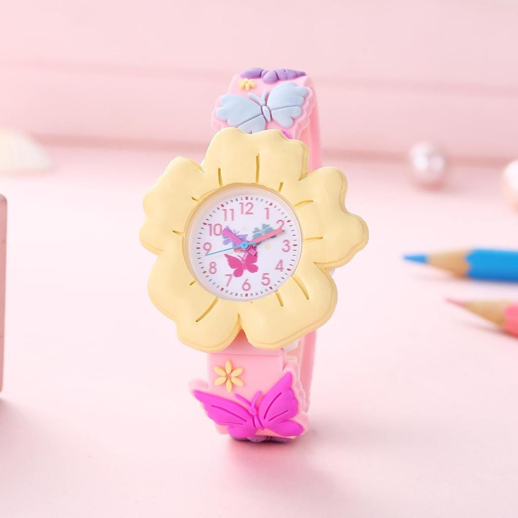 Orologio da Polso Cartoon con Fiore e Farfalla per Bambini, Modello 3D