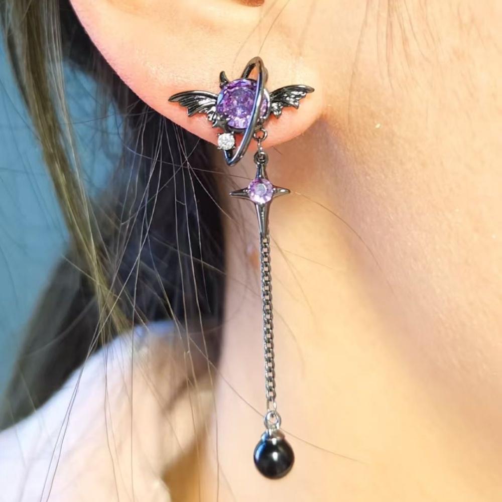 New Geometric Asymmetric Zircon Devil Thorn Rose Women's Earrings Trendy Fashion Personalized High end New Gothic Jewelry Gift