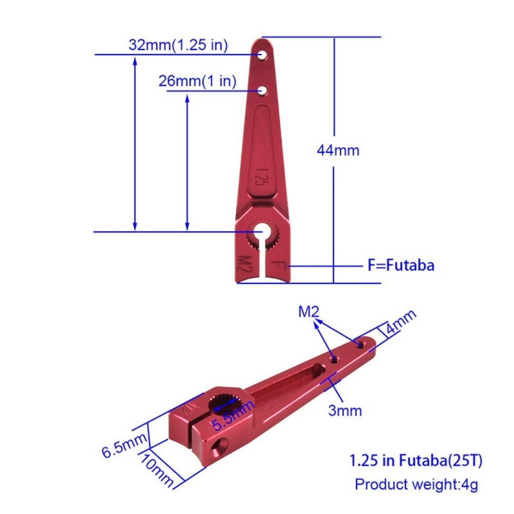 New Aluminum Alloy CNC Servo Arm 25T 1/1.25/1.5/1.75/2 Inch Steering Horn Red Durable Servo Swing Arm for RC Airplane