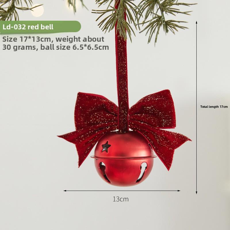 Christmas Creative Ornaments for Christmas Tree, Bow-shaped Ironwork Circular Bell Pendant, Festive Scene Decoration