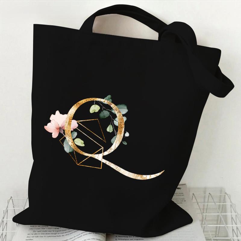 Print Canvas Bag Women's Shoulder Bag Fashion Floral Letter Ladies Hand Bags Alphabet Tote Bag