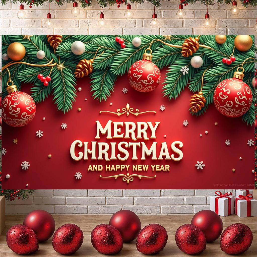 Holiday Banner Snowflakes Merry Christmas Banner Happy New Year Banner Festive For Holiday Celebration Festive Event Xmas Event