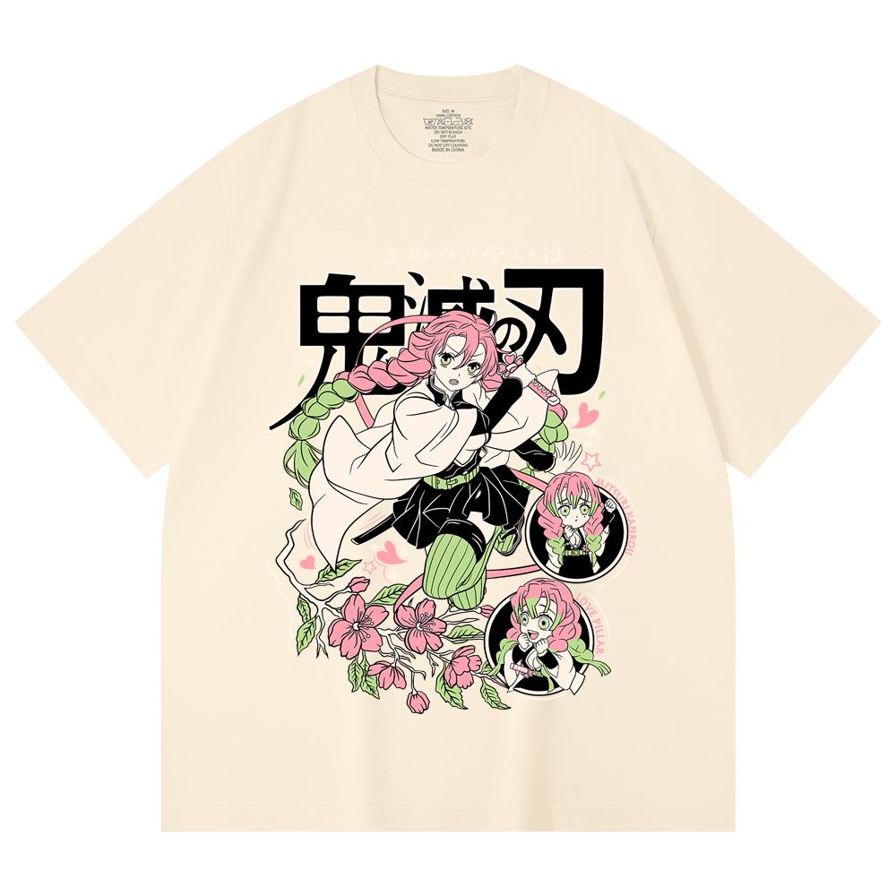 230 Gsm 100% Cotton Demon Slayer V6 Mitsuri Print Unisex Heavy Cotton T Shirt