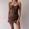 2024 Autumn/Winter European & American Style Women's Tube Top PU Dress - Sexy, Fashionable Nightclub Outfit
