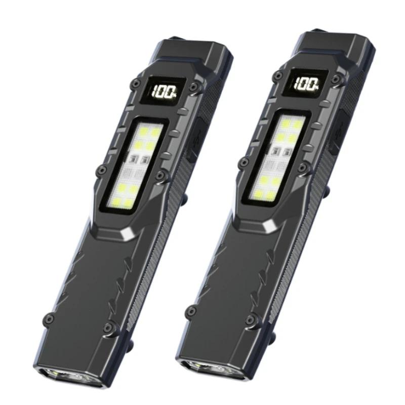 EDC Rechargeable LED Flashlight Type-C Charging Super Bright Tactical Flashlight COB Work Light Portable Multifunctional Flashlight Waterproof