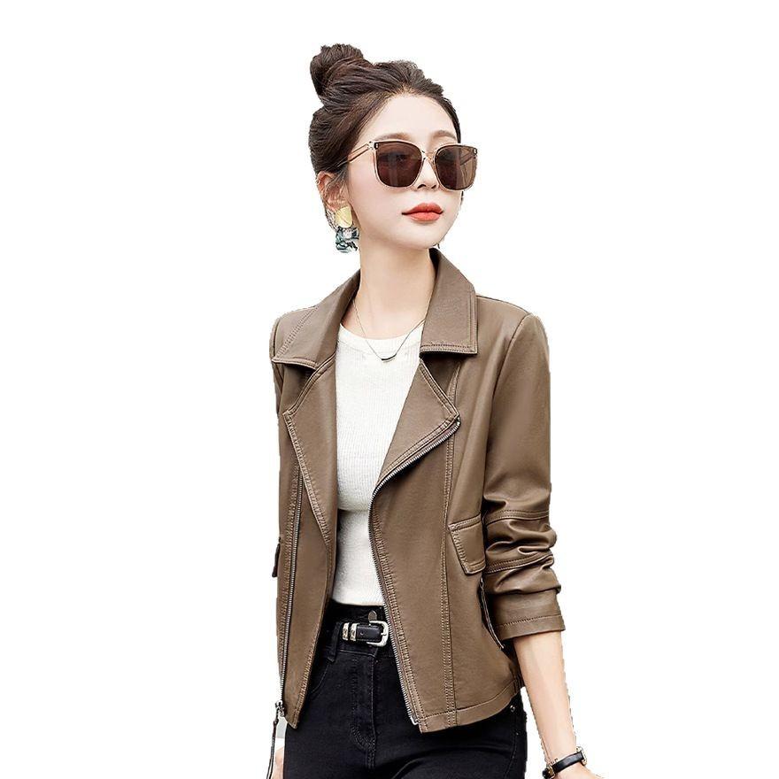 Leather jacket women's jacket short locomotive clothing small spring and autumn new fashion casual design leather jacket