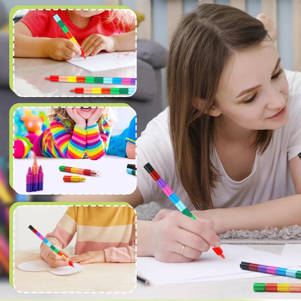 15 Pcs Stacking Crayons 12 Colors Buildable Crayons Set Colorful Drawing Crayons Party Favors DIY Rainbow Painting Pencils for School Office Birthday