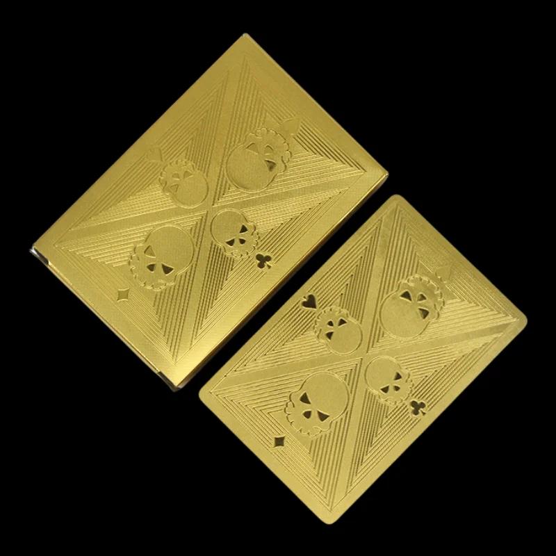 Gold Foil Skull Poker Cards Waterproof PVC Plastic Magic Cards For Gambling Board Game Washable Flexible Use Playing Cards