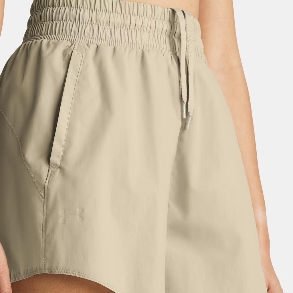 Under Armour UA Vanish 5" Crinkle Solid Color Lace-Up Mid-Rise Casual Shorts Women Shorts Khaki 1385952-203