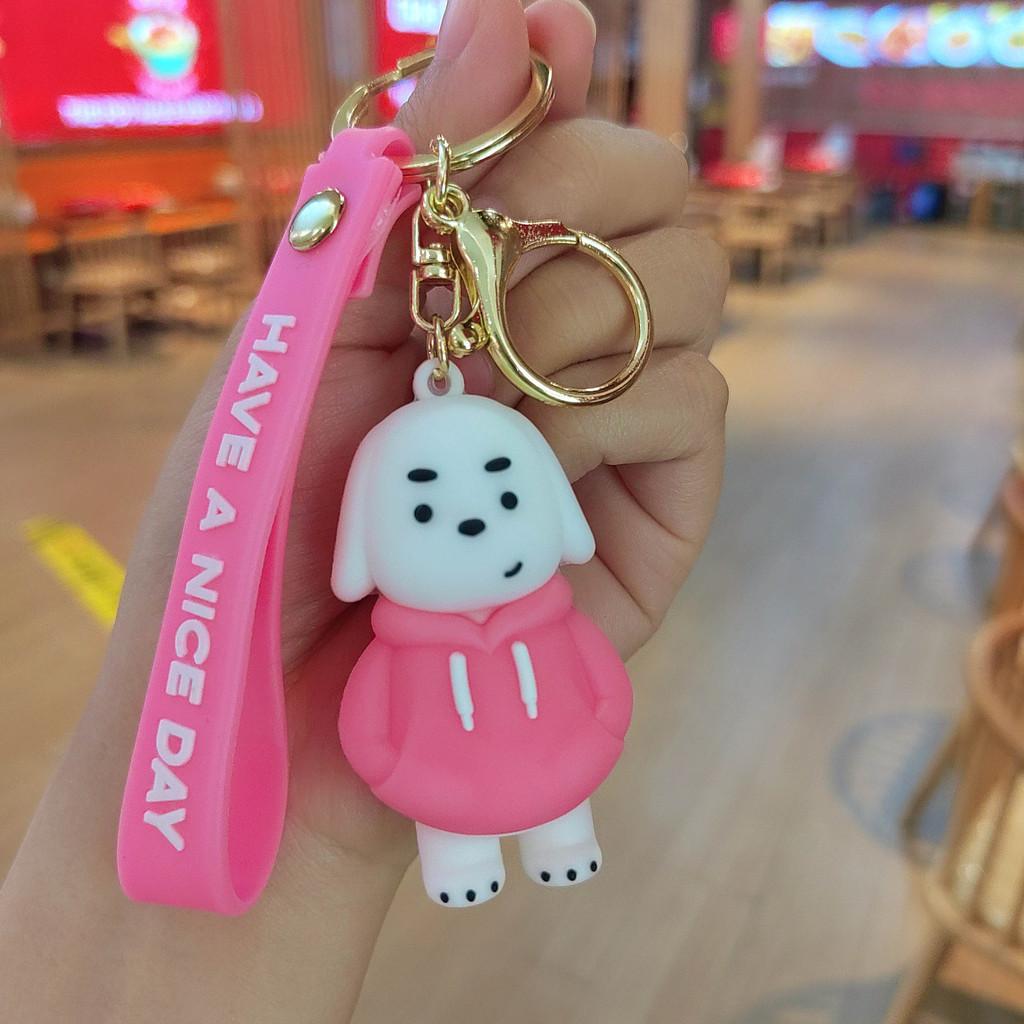 Adorable Hoodie Droopy-eared Dog Keychain Cute Car Key Ring Charming School Bag Accessory Wholesome Gift For Kids Friends