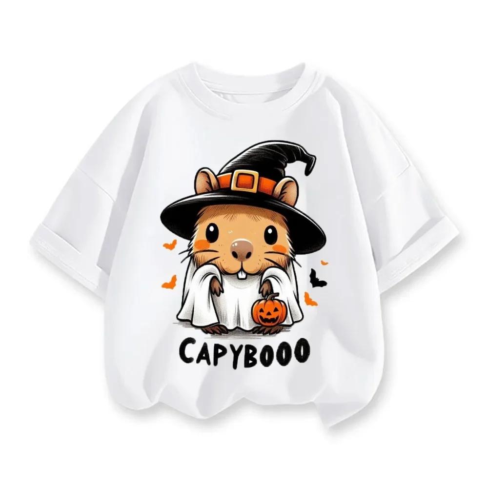 2025 Kapibala Guinea Pig New Cartoon Childrens Shortsleeved Tshirt Summer Halfsleeved Top Childrens Clothing 100