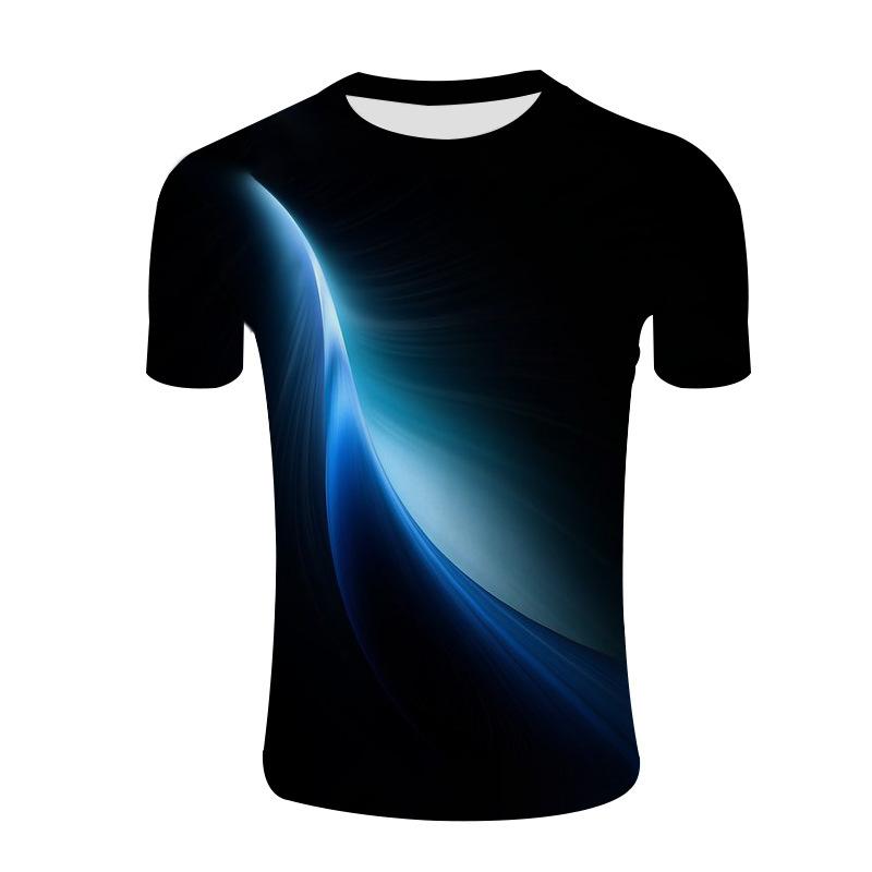 Summer 3D Digital Printed Men's Light Round Neck Pullover T-shirt Popular on The Streets Cities Shirt