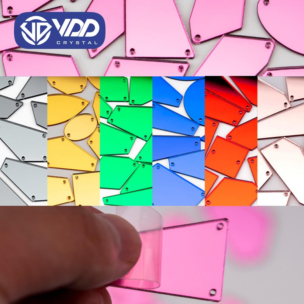 VDD 30/60/200Pcs Mix Size Acrylic Mirror Sewing Rhinestones Sew on DIY Crafts FlatBack Sewn Stones for Garment Dress Decorations