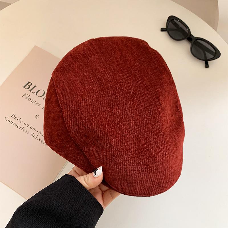 Korean Progressive Hat for Women In Autumn and Winter with Round Face Beret Big Head Circumference Small Newsboy Hat  Reverse Peaked Hat