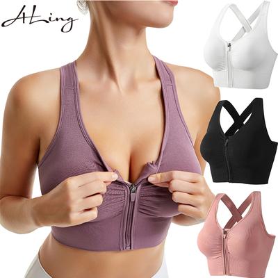 Mode Rits Sportbeha Crop Top Fitness Vrouwen Sportkleding Beha's voor Fitness Kruis Verzamelen Webbing Stretch Fitness Yoga Ondergoed