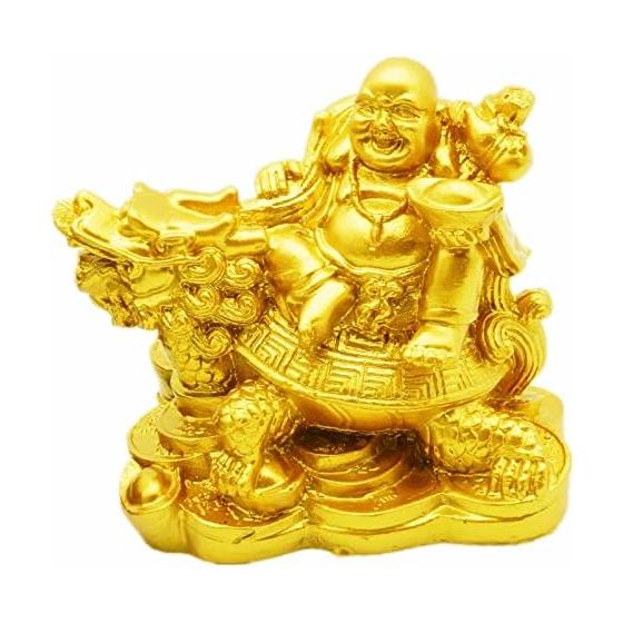 Buddha statue Hotei-san Seven Lucky Gods Object Interior Seated on the Dragon Tortoise Hotei-sama Ornament Hotei Maitreya Bodhisattva Buddha statue