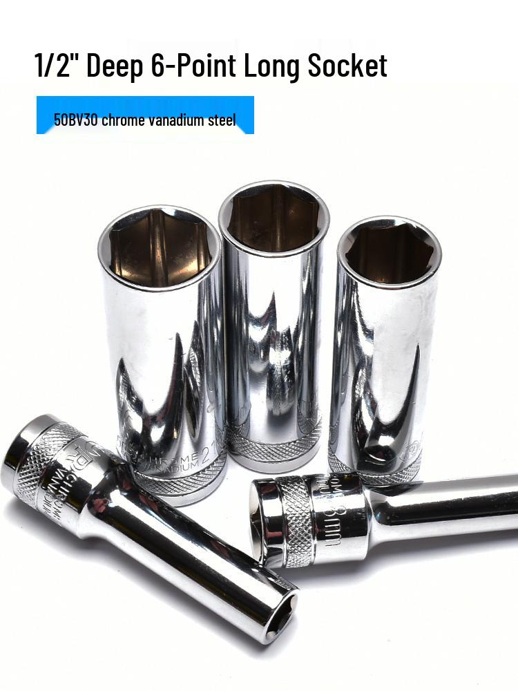 Dafei Hexagonal Extended Socket Head Set 8-32mm, 1/2" Ratchet Wrench Socket, Hollow Type.
