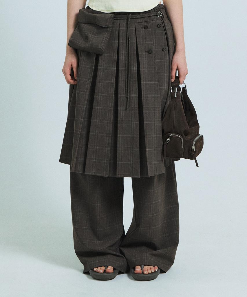 Grove Asha Check Midi Skirt (Brown)