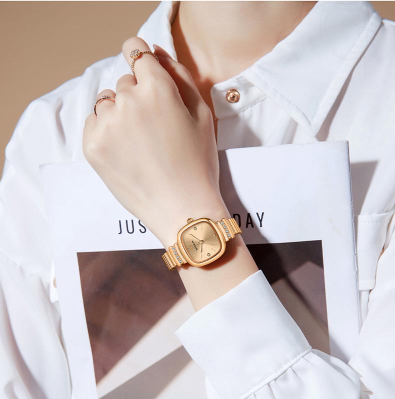 Sanda 7052 Women's Square Quartz Watch - High-End, Light Luxury with Exquisite Leather Strap