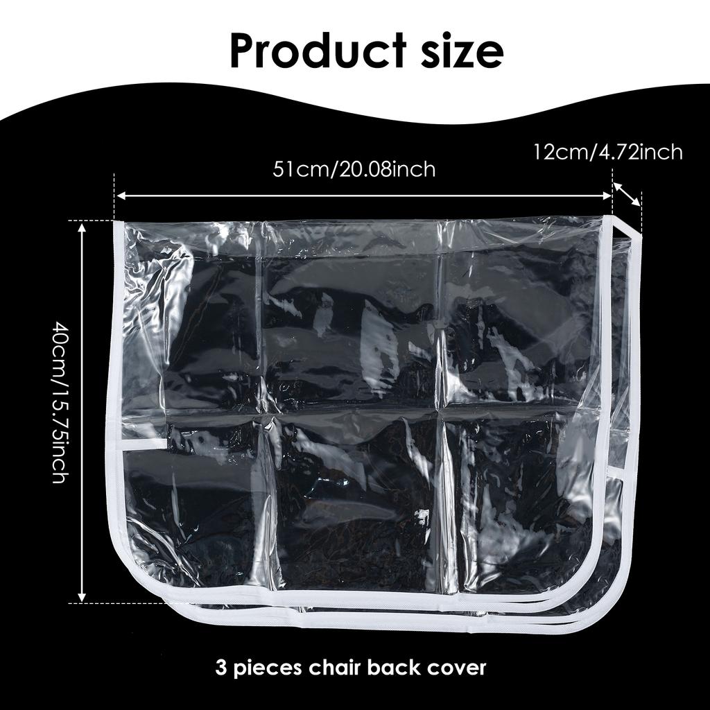 3 Pcs Salon Chair Back Cover Barber Beauty Chair Protectors Plastic Clear Waterproof Soft Sofa Armrest Dust Prevention