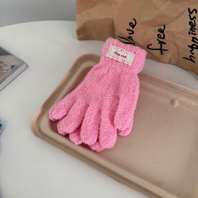 Soft Fleece Knit Winter Gloves Women Touchscreen Compatible Fingerless Warm Outdoor Cycling Student Style