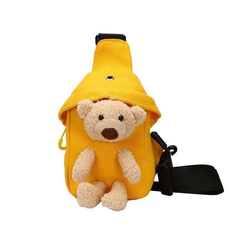 Yeni Çocuk Peluş Çanta Sevimli Peluş Ayı Göğüs Çantası Çapraz Çanta Koreli Erkek Kız Mini Kanvas Çanta