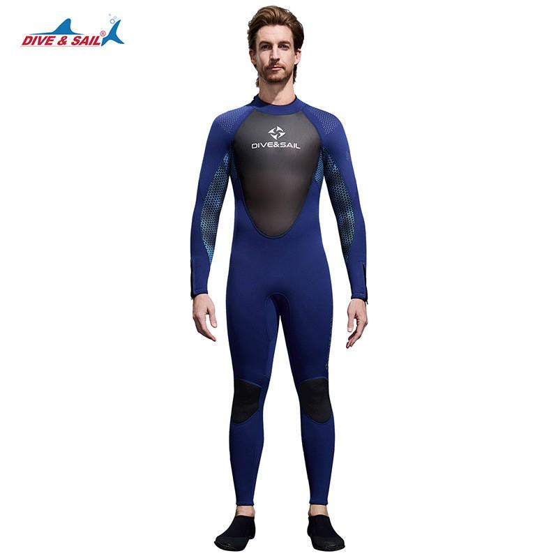 Diving Suit 3MM One-piece Long-sleeved Thick Warm Men s Cold-proof Snorkeling Surfing Swimsuit S темно-синий