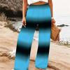 Damen Sommer Strand Weite Hosen Blumenmuster Elastisch Hoher Bund Lockerer Schnitt Lässig Urlaub Palazzo Hosen