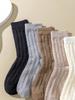 Versatile Mid Tube Socks All Seasons Men and Women Sports Socks Casual Cotton Socks Solid Color Retro Fried Dough Twists Socks