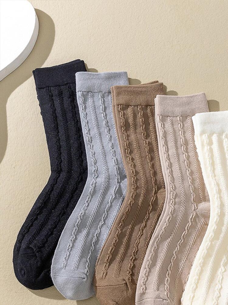 Versatile Mid Tube Socks All Seasons Men and Women Sports Socks Casual Cotton Socks Solid Color Retro Fried Dough Twists Socks